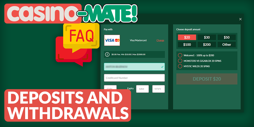 Questions about Casino Mate Deposits and withdrawals