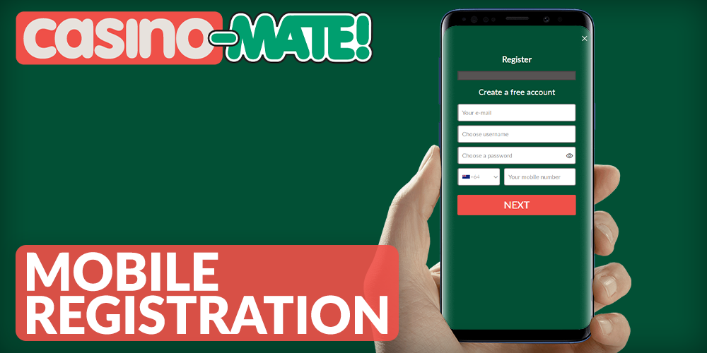 The process of registration on the Casino Mate site from a mobile phone