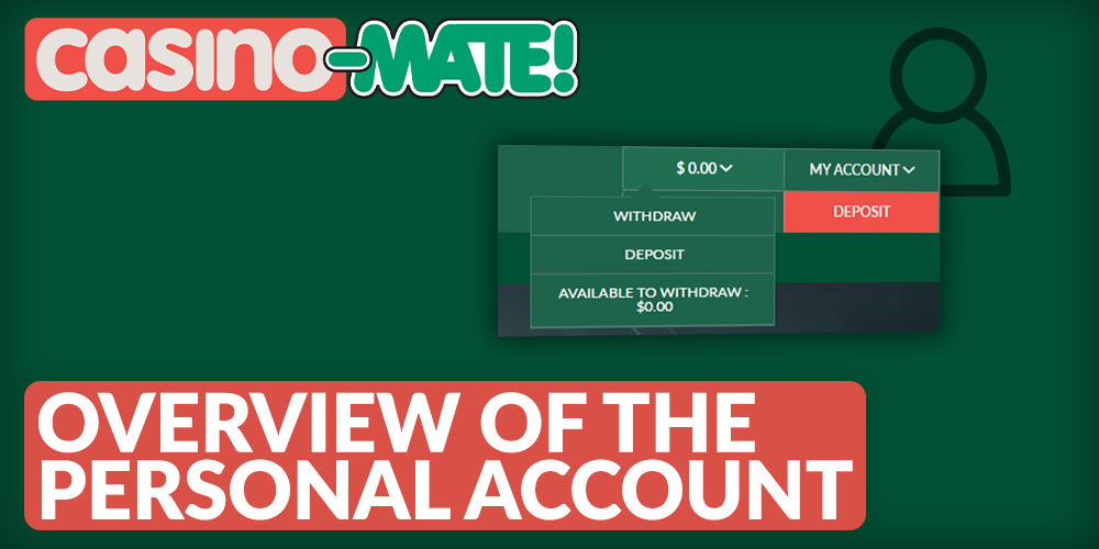 personal account menu buttons at Casino Mate