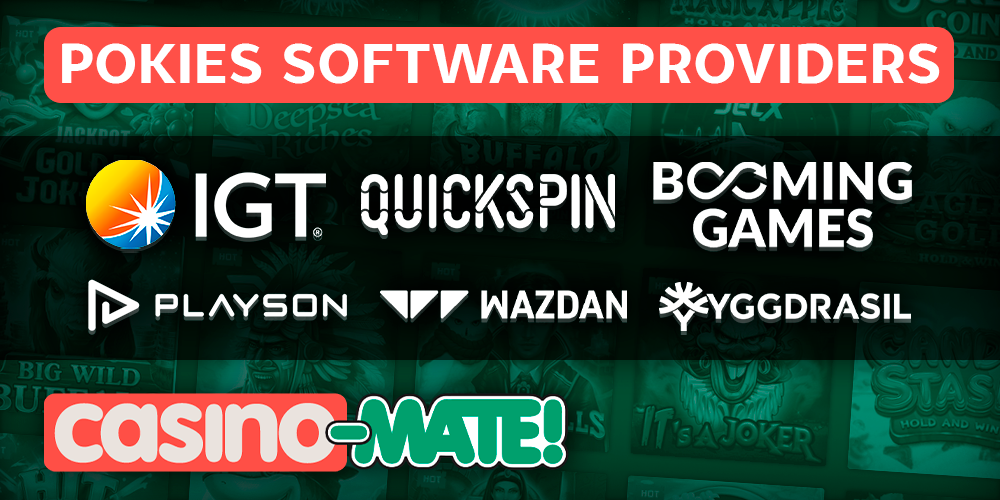 Pokies in Casino Mate - what software providers make slots for the casino